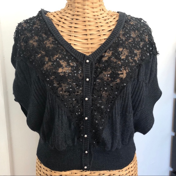 Free People Sequin Lace Cardigan S 